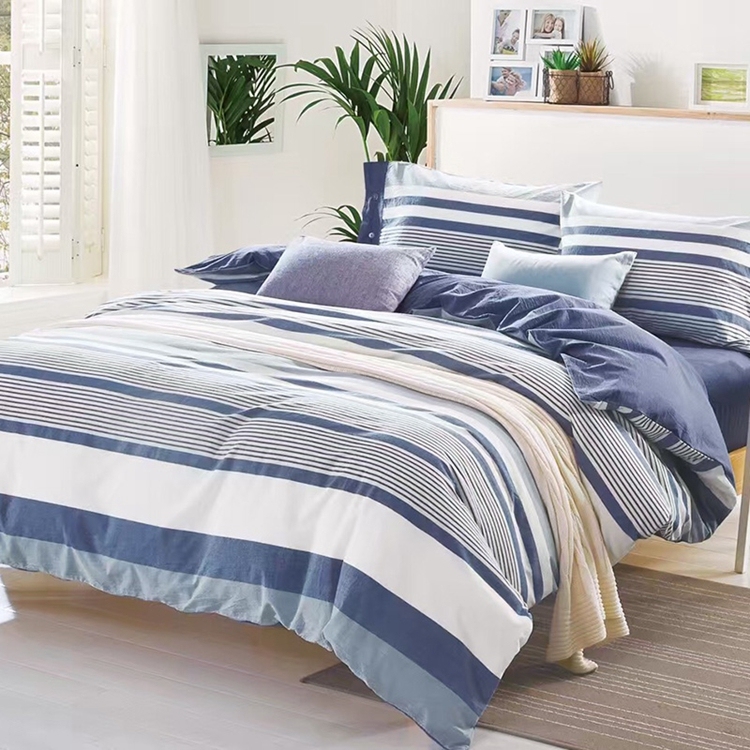 Custom 4PCS 1200 thread count stripes microfiber comforter set bedsheet cotton bed sheet