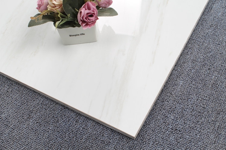 Spanish Floor Tile Hotel Lobby Marble Look Glazed Glossy 32X32 24X24 White Porcelain Tile