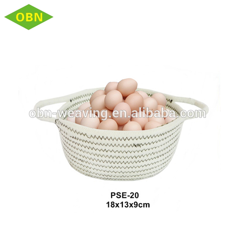 handmade swing pattern coiled cotton rope basket