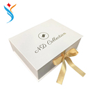 personalized simple elegant white box packaging with gold foil stamped logo