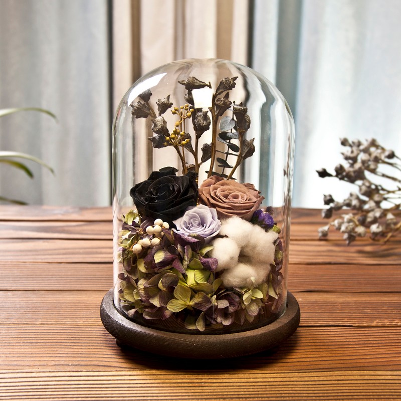 Handmade Rose Never Withered Roses Flower in Preserved Glass Dome, Gift for Valentine's Day Anniversary Birthday