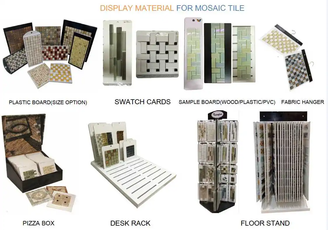 Custom Factory Rotate Ceramic Tile Sample Display Board Mosaic Displays Fish Scale mosaic rotating stand Tower Showroom