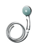 Portable water saving shower set and shower head and hose with certificate