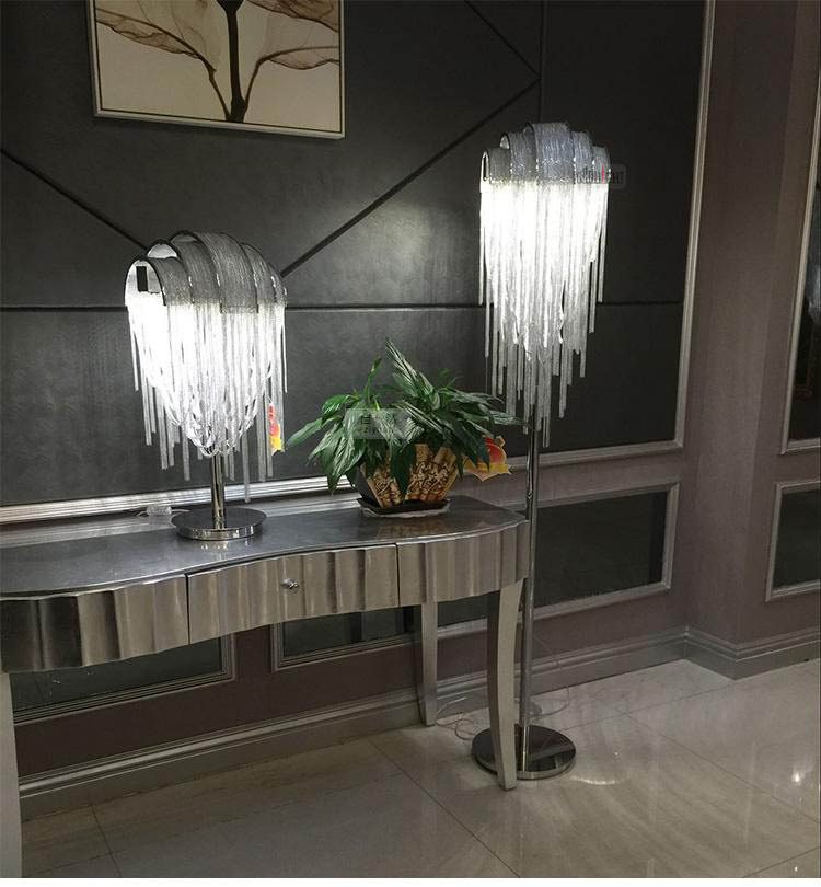 Creative personality post-modern tassel aluminum chain floor lamp for designers and engineers