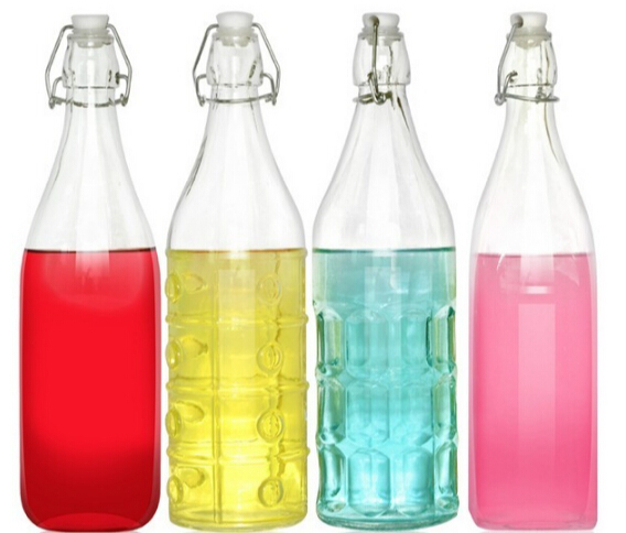 Wholesale Haonai Eco-Friendly food grade clear glass bottle with lock lid