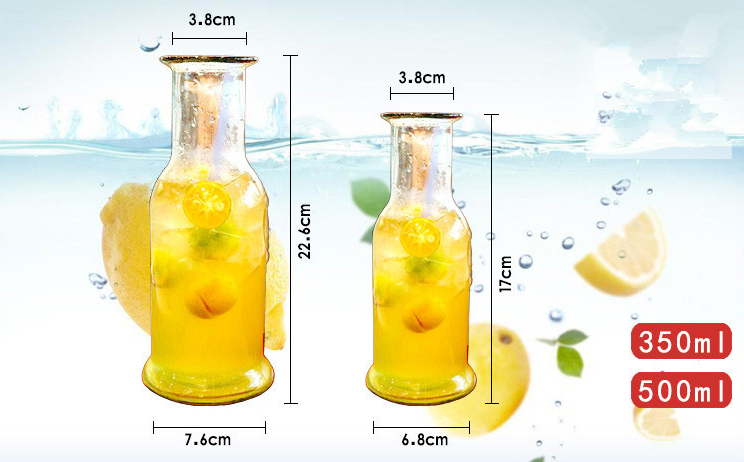 wholesale 350ml/500ml glass water juice bottle with cork lid