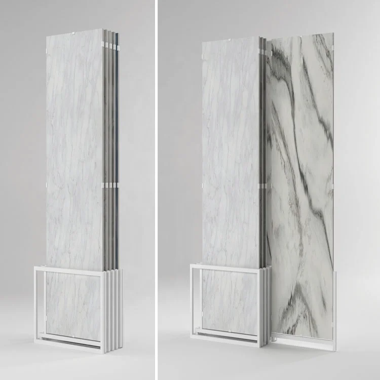 Factory Price Ceramic Display Stand For Exhibition marble slab 36x36''translucent marble slab display rack