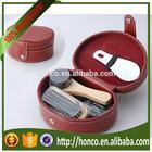 Hot selling promotion shoe shine kit in around leather box