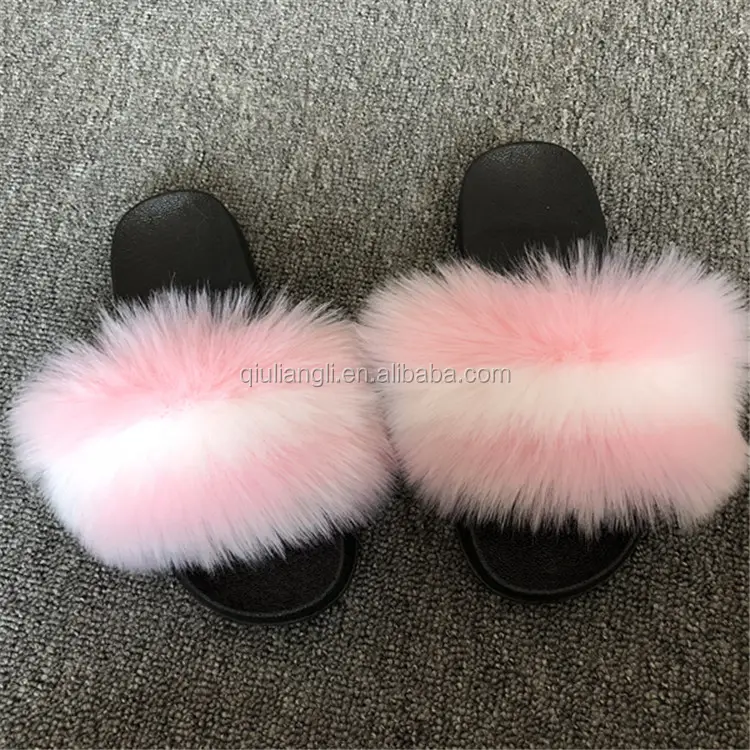 Women's Winter Warm Furry Slippers Ladies Cute Plush faux Fox Hair Sandal Shoes Fluffy Slippers Women's Fur Slippers for Women