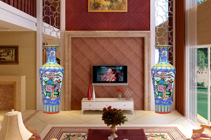 Luxury high size traditional chinese big ceramic home goods vases tall home decoration floor vase