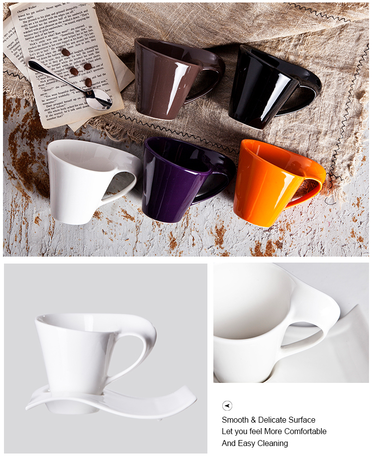 Oven Safe AB Grade Thick Biscuits Cup Plate 260ml Ceramic Coffee Set