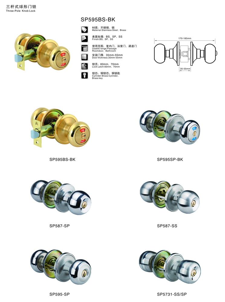2019 New south America cylindrical knob door lock hardware
