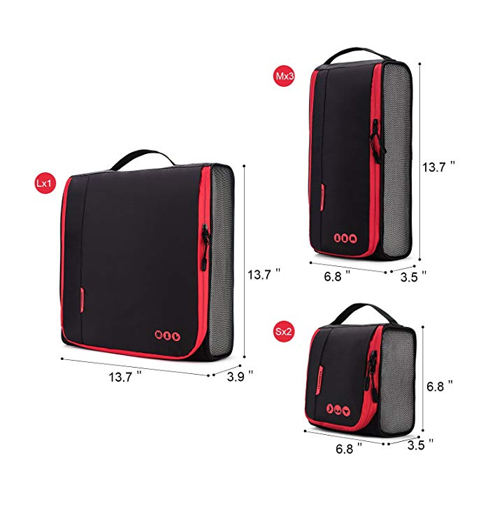 3 tailles Portable 6 ensembles de cubes d'emballage organisateur de bagages de voyage pour accessoires de cabine