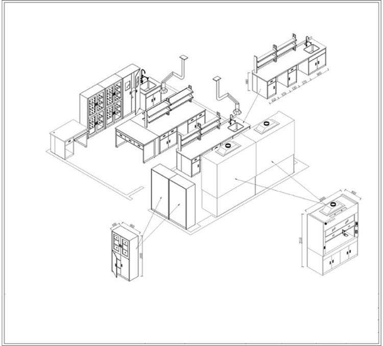Nội thất phòng thí nghiệm hiện đại bằng nhựa phenolic Ghế phòng thí nghiệm có thể di chuyển bằng hóa chất mô-đun 9