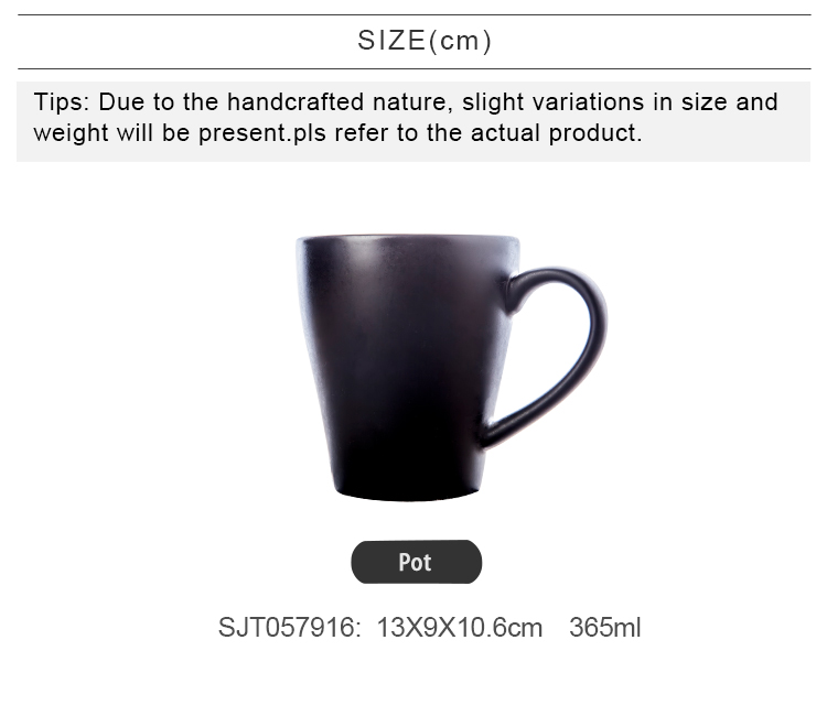 High-quality Custom Brand Logo 360ml Black  Coffee Mugs With Hand