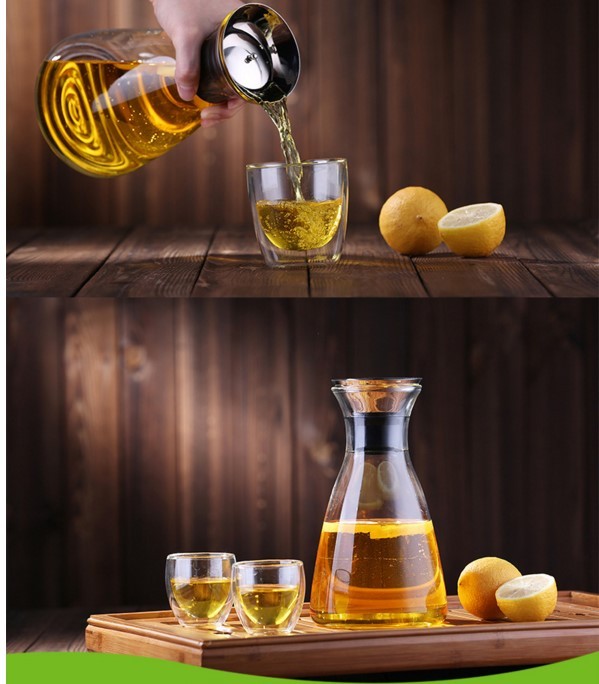 1.5/1L New Style Hot / Cold Water Jug Glass Pitcher with Lid and handle Juice and Iced Tea Beverage Carafe