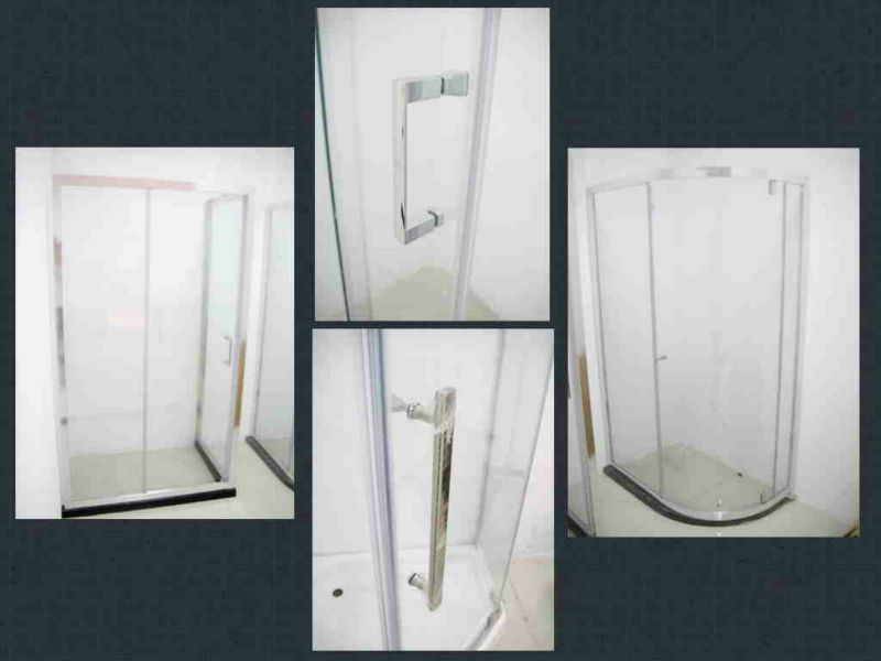 Professional 6mm Silkscreen Tempered Glass, Artificial Stone Tray Arc Shower Enclosure