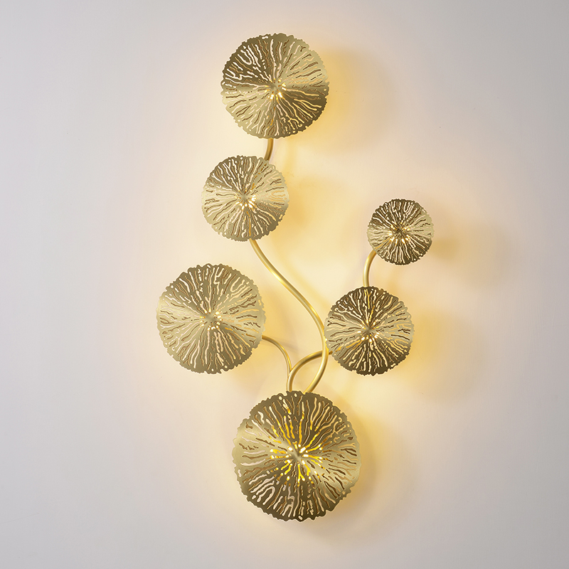 Unique design Milan style stainless steel brass modern lamp sconce Lotus leaf wall lamp