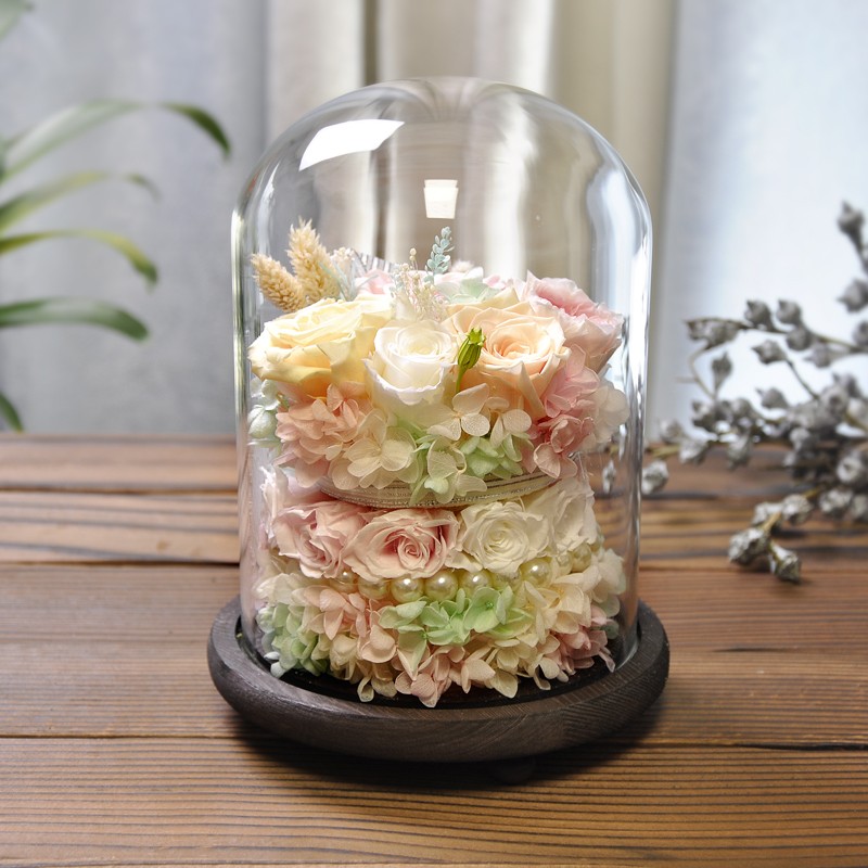 Handmade Rose Never Withered Roses Flower in Preserved Glass Dome, Gift for Valentine's Day Anniversary Birthday