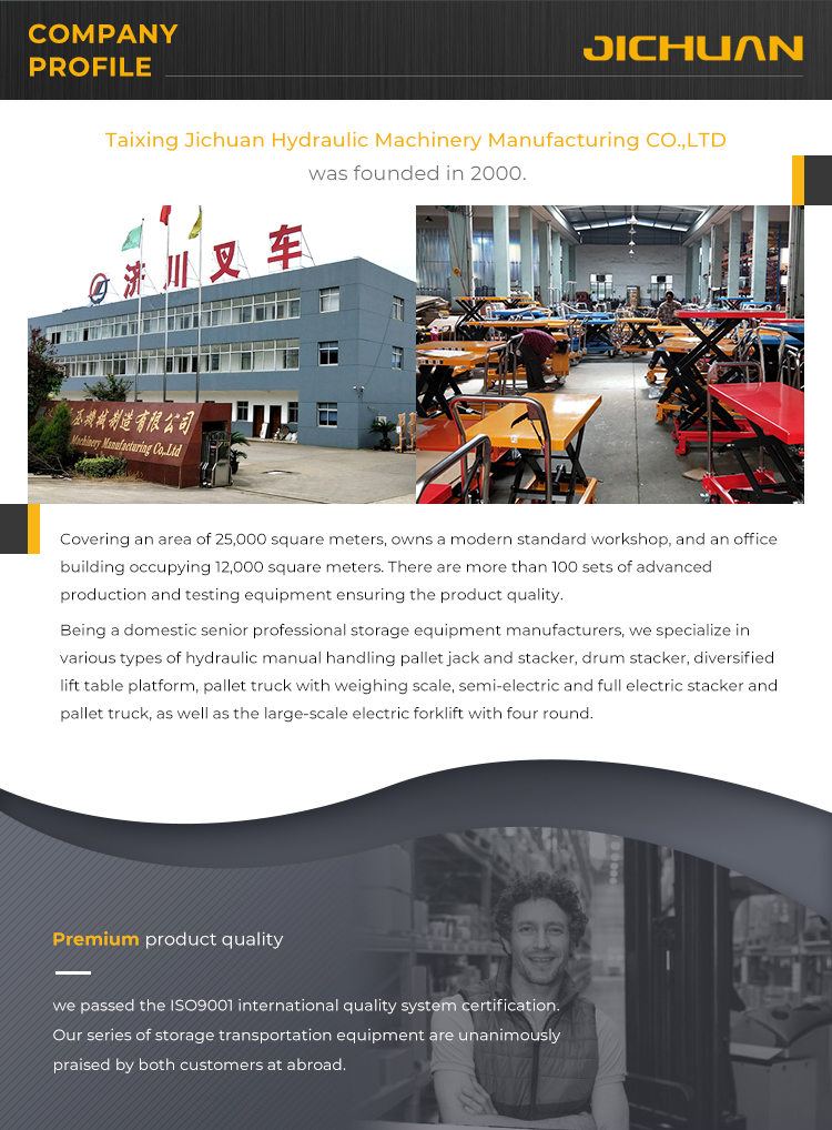 Jichuan Hydraulic Scissor Lift Table manual lift table