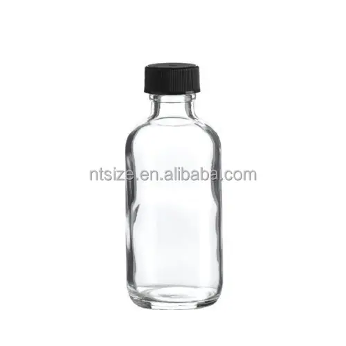 4oz Clear Boston Round Glass Bottle