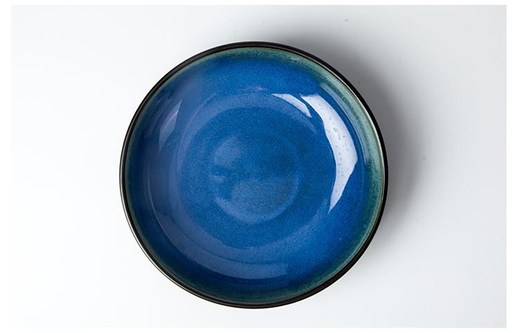 Reactive Glaze Gourmet Deep Dishes Catering Blue Plate Porcelain
