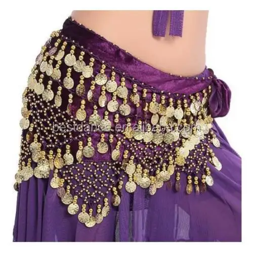 BestDance Belly Dance Costume Belt Velvet Coins Bellydance Hip Scarf Wrap Skirt