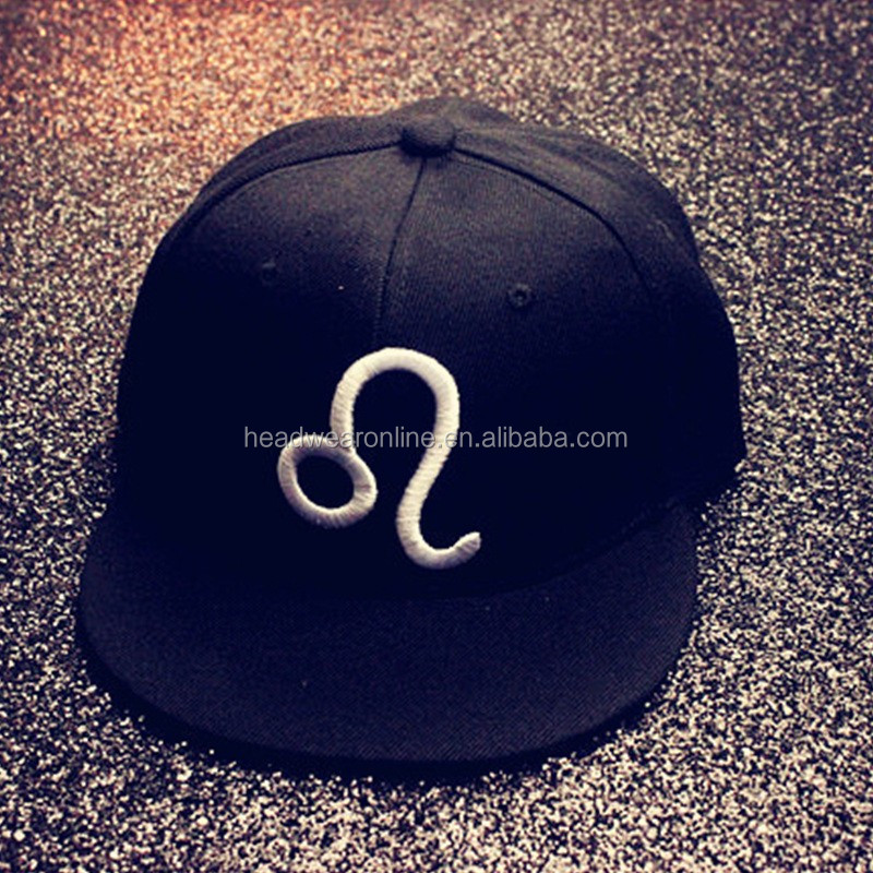 Men hats Plain Black Snap Back Cap Design Snapback Cap With3D Embroidery