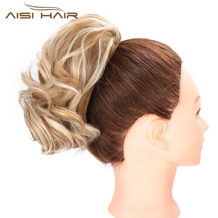 Aisi Hair Drawstring Ponytail Wrap Hairpieces Short Curly Clip In Ponytail Hair Extension Synthetic Hairpiece for Women