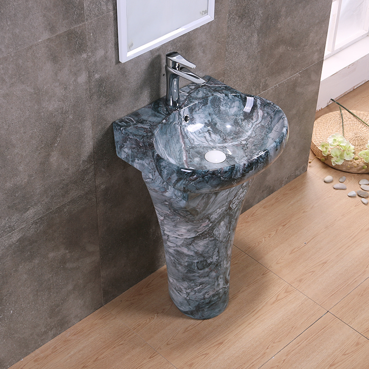 Outdoor washbasin sink  Chinese white color ceramic two piece wash basin pedestal bathroom sink