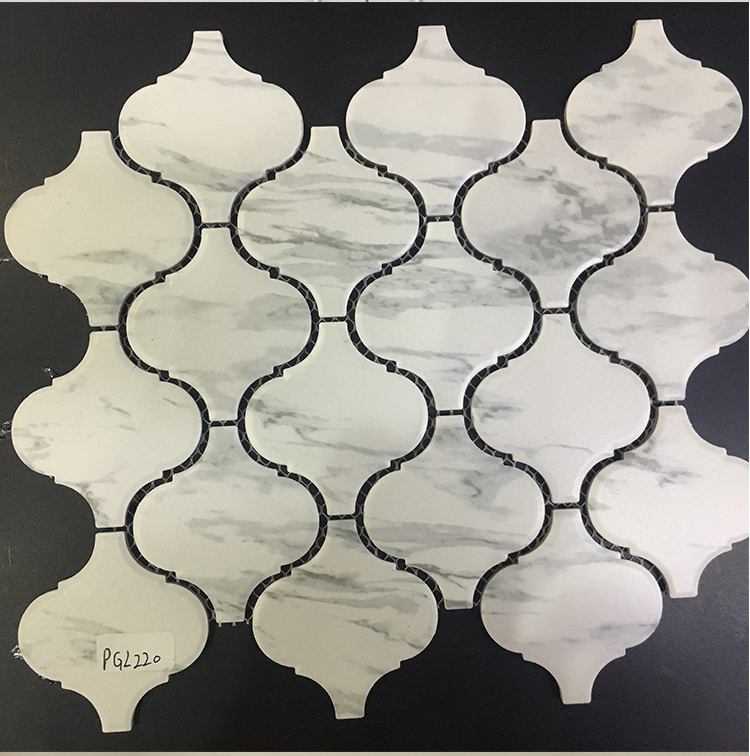 Crema Marfil Ceramic Mosaic Tile Matt Baby Skin Mosaic Marble Texture Carrara White Arabesque Mosaic