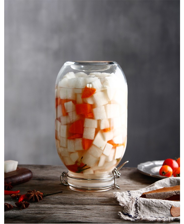 3.2L glass food jar/glass storage jar/glass container with buckle