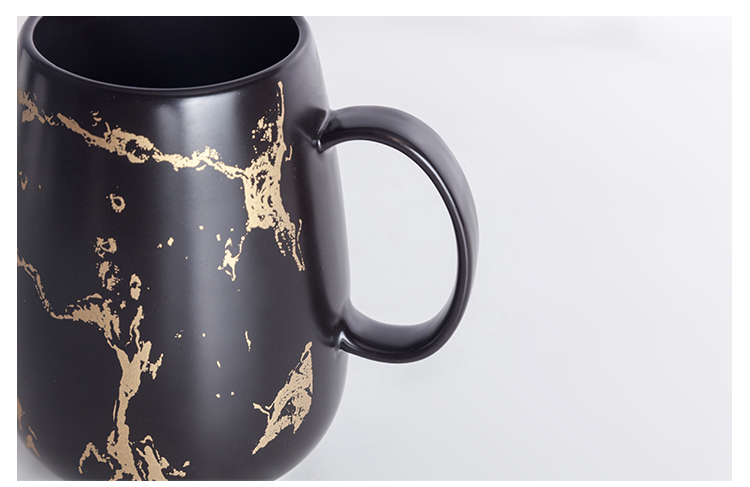 Small Mouth Stoneware Gold Black White Coffee Cup17oz Big Coffee Mug