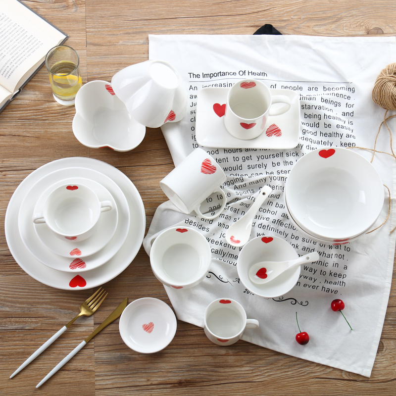 customized elegance fine porcelain heart shape ceramic wedding dinner set bone china