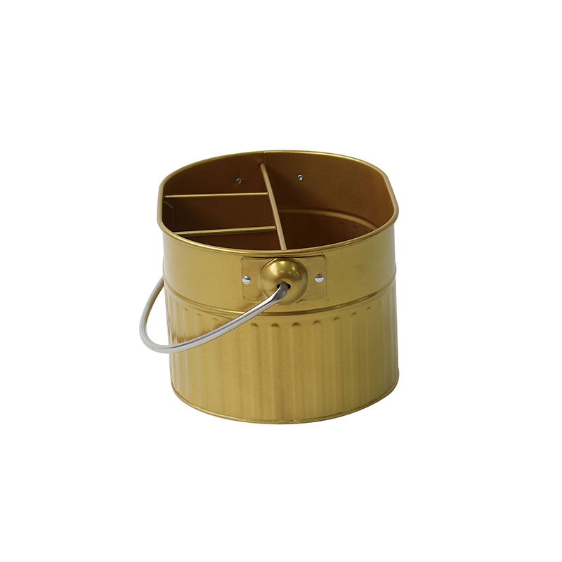 Vertical line decor four grids metal champagne copper ice bucket