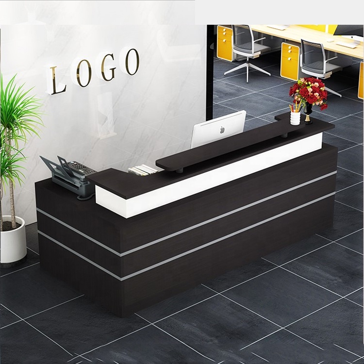 Customized office front counter desk furniture cheap white wood modern reception desk