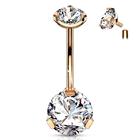 Prong Set CZ Navel Ring Body Piercing G23 Titanium
