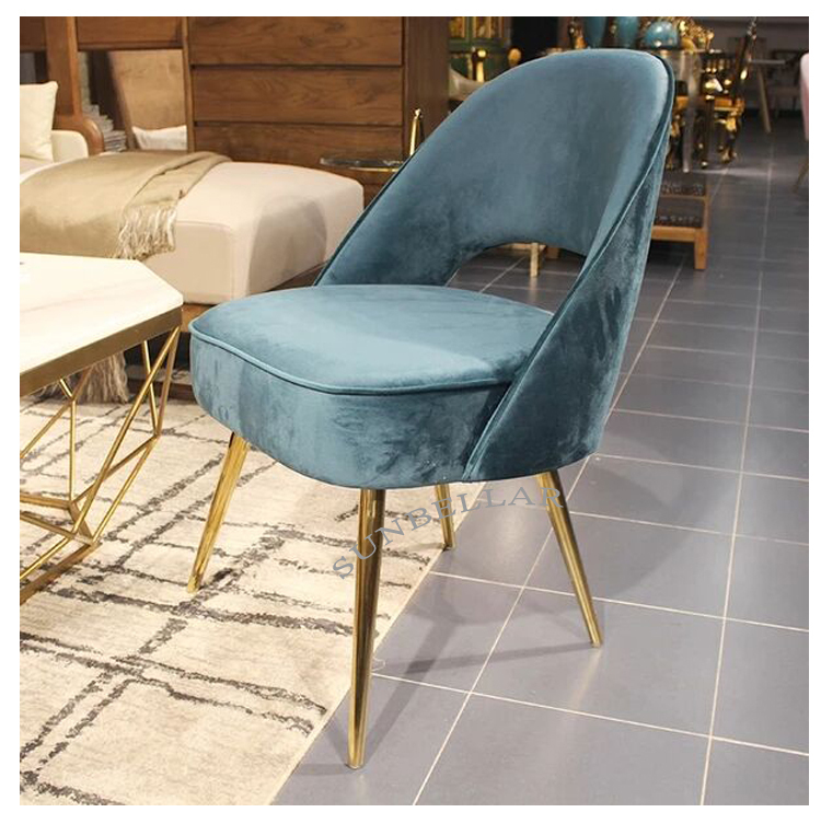 home furniture dining room chair velvet cover gold steel legs accent chair modern dining chairs