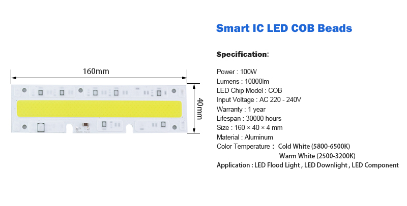 Led Cob Licht Chip 30W 50W 70W 100W 150W Led Lamp Chip 220V Input smart Ic Led Driver Voor Diy Led Schijnwerper