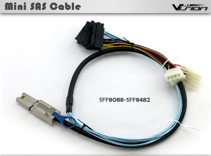 Mini-SAS SFF-8088 26P to 4xSAS SFF-8482 29-Pin Cable, 1 Meter