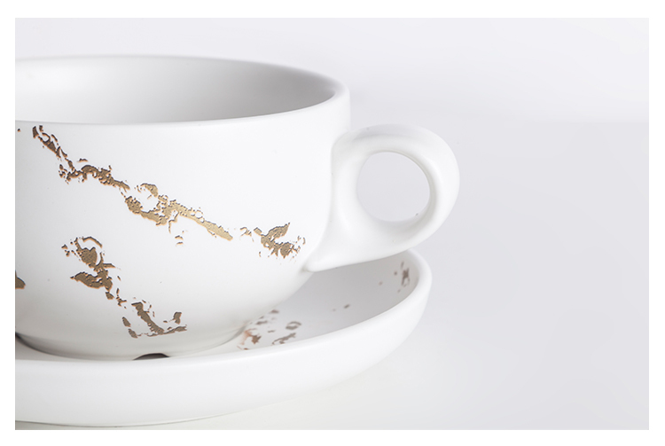 Custom Design Luxury Gold Marble Cup With Saucer Set