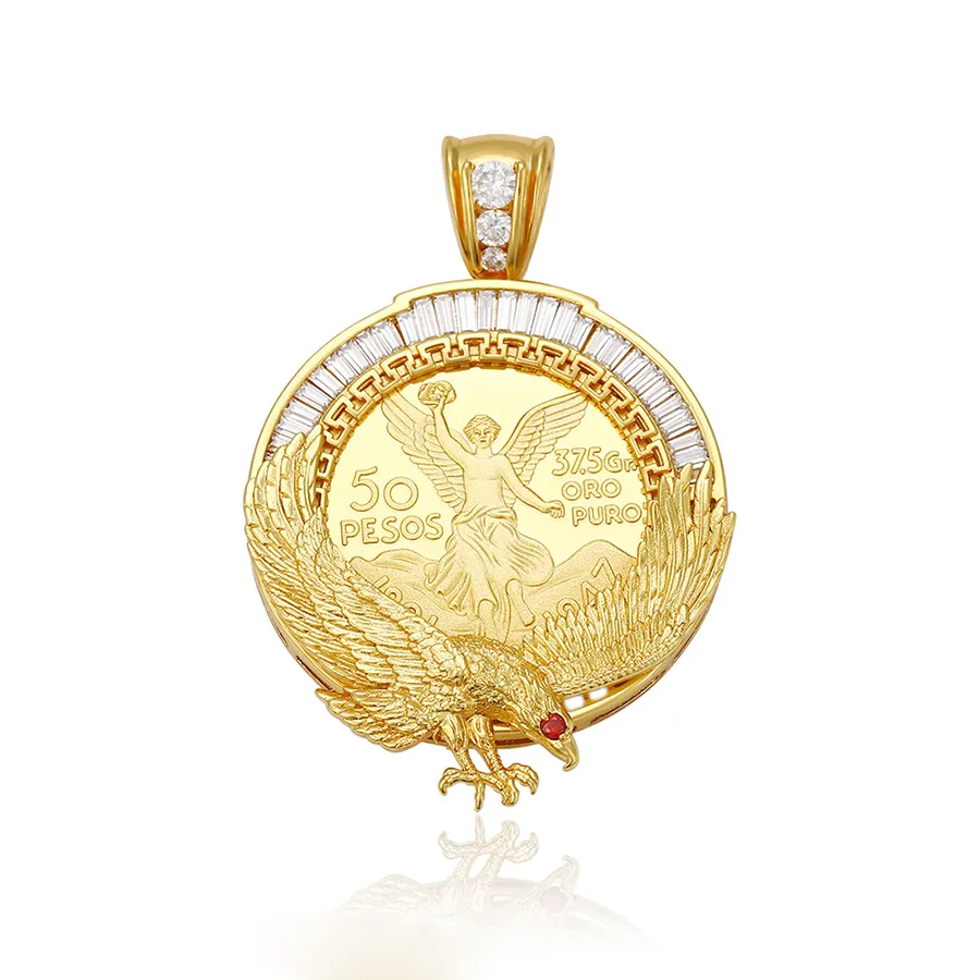 33068 xuping gold plated jewelry 24k big eagle gold icon centenarios pendant