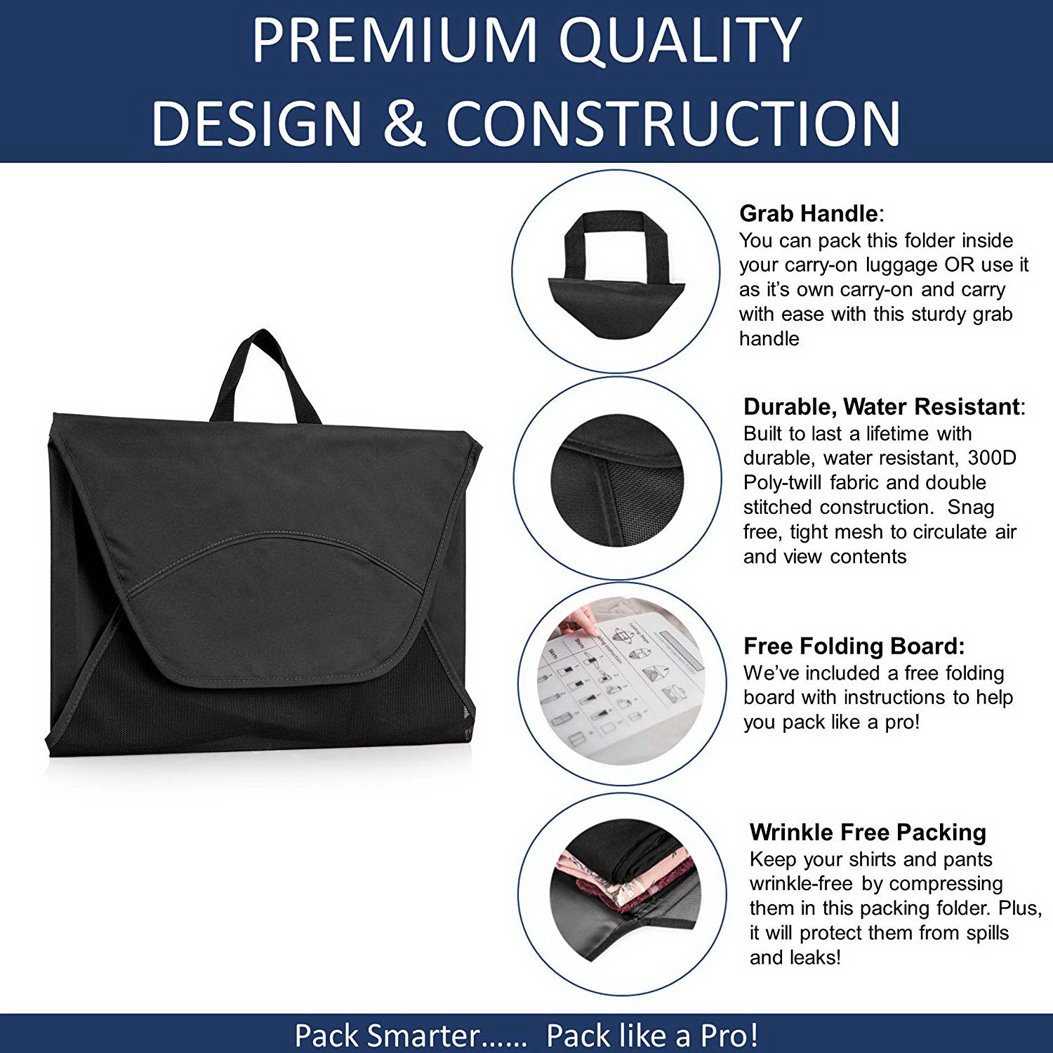 Dossiers d'emballage de vêtements de voyage Organisateur de chemises habillées sans plis