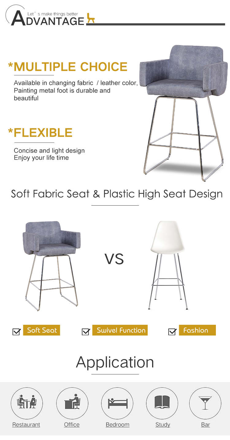 E-commerce commercial luxury bar furniture quality velvet cover stainless steel bar chair