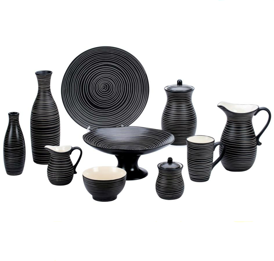 Modern black ceramic hotel china dinnerware set restaurant porcelain tableware set