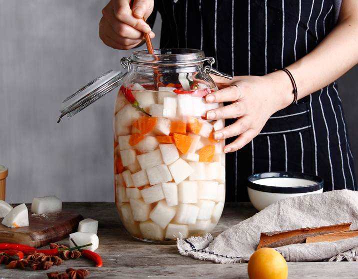 3.2L glass food jar/glass storage jar/glass container with buckle