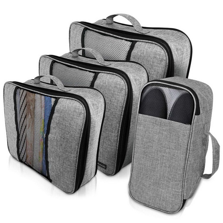 4 pièces cubes de rangement en polyester étanche valise voyage cubes d'emballage de compression