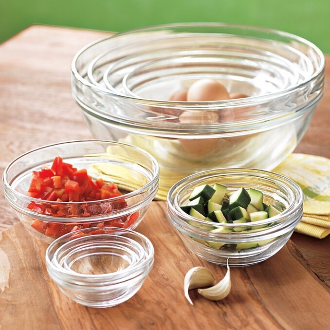 round shape large salad and fruit glass bowl set