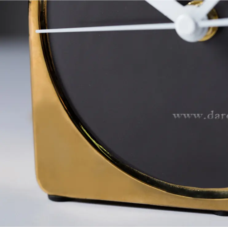 Table Clock Darchin Dark Golden Series Table Clock Fashion Ceramic Bedside Clock For Home Interior Design