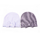 100% Cotton cute stripe Newborn beanie Baby hat cap with bowknot